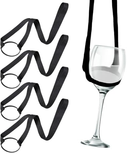 Dmrbiy 4PCS Becherhalter Festival mit 90cm Tragegurt, Wiederverwendbare Becherhalter Zum Umhängen, Bier- Und Softdrinkhalter Für Bier & Softdrinks, Für Festivals, Konzerte & Outdoor, Schwarz