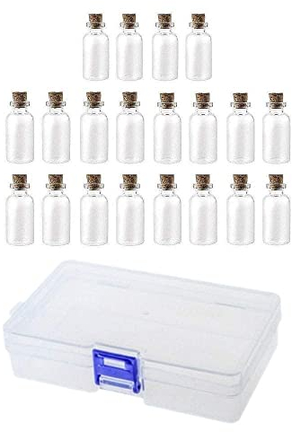 JZK 20 x Mini Botella de Cristal con corchos 5ml Botes Cristal pequeños para Hierbas aceites Especias Dulces Joyas Mensaje Viales de Vidrio