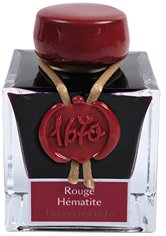 Jacques Herbin - Ref 15026JT - Ink for Fountain Pens & Rollerball Pens - Rouge Hématite / Hematite Red - 50ml Bottle - '1670' Jacques Herbin Prestige Collection - Red-Coloured Ink