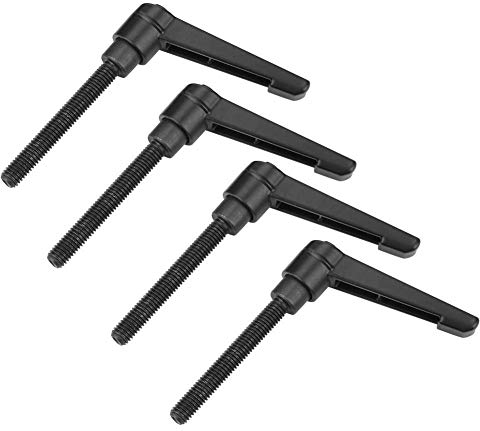 4 Stück Klemmhebelgriffe, verstellbare Griffe für Maschinen, Außengewinde, Edelstahl, M6, Schwarz (32 mm)