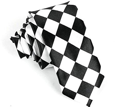 Xzwdiao Krawatten 5Cm Mode Schmal Schwarz-Weiß Kariertes Druckmuster Persönlichkeit Wilde, Handgefertigte Schwarz-Weiß-Kante
