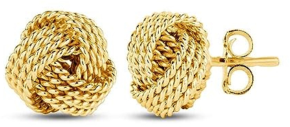 LeCalla 925 Sterling Silber Liebesknoten Ohrstecker Schmuck 14K vergoldet italienisches Design Diamantschliff verdrehter Draht Liebesknoten Ohrring für Frauen 10mm
