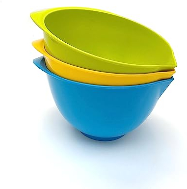 TQGEAR WePrep - Colourful Bowl Set - Meal Prep, Mixing, Serving, Baking, Salads, Sauces & Snacks - 3 x 1.75-2l