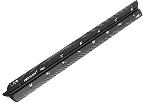 Maßstab Lineal Aluminium Dreikantmaßstab Dreikantlineal Scale Ruler Dreieckig Lasergraviert 1:100/200 / 250/300 / 400/500,17cm