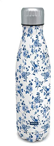Nerthus Thermos Double paroi pour friandises et Chaudes Motif Fleurs Bleues en Acier Inoxydable 500 ML sans BPA