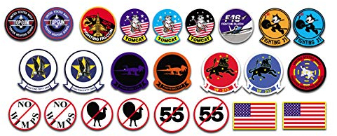 Top Gun Pete Mitchell Kawasaki GPz Bildschirm genaue Aufkleber-Set. 24 SMALL PVC Aufkleber