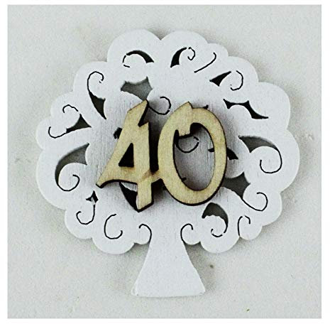 DLM29144 (Kit 12 Pezzi) Calamita Albero della Vita 40 Quarantesimo Compleanno Nozze Anniversario Confettata Segnaposto bomboniera Regalo