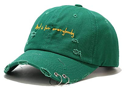 Herren Kappe Hut Sommermode Eisenring Hip Hop Baseballkappe Coole Streetwear Papa Hüte Für Frauen Männer Grün Gelb Abgenutzte Lochkappen