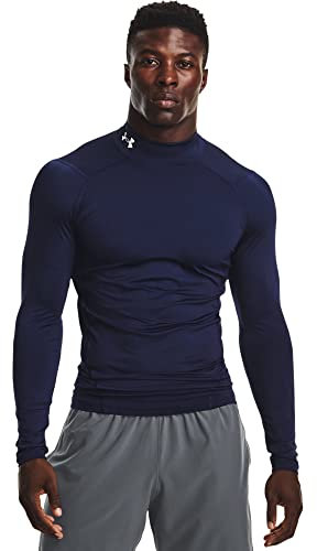 Under Armour Men's HeatGear Mock Long Sleeve T-Shirt, (410) / Midnight Navy/White, M