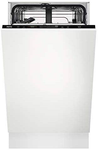 AEG 6000 SatelliteClean Built-In Slimline Dishwasher FSE62407P, 45 cm, Fully Intergrated, 9 place settings, 7 Programmes, 46 dB Noise Level, White [Energy Class E]