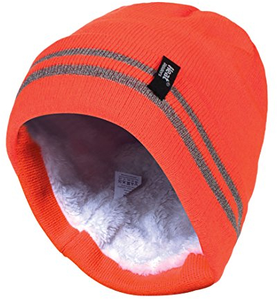 HEAT HOLDERS - Herren Neon Reflektierend Arbeit Winter Thermo Innenfutter Mütze Beanie (Einheitsgröße, Hi Vis Orange)