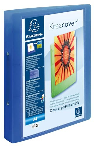 Exacompta - Réf. 54869E - Carton de 12 classeurs personnalisable 1 poche - 2 anneaux ronds diamètre 30 mm - Dimensions extérieures : 32 x 26,8 cm - Format à classer A4 Maxi - Assortis