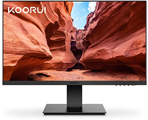 KOORUI Monitor 24 pollici full HD, 75 Hz, 5 ms, Eye Comfort, gamma di colori sRGB 99%, (1920 x 1080, HDMI, VGA, inclinabile, VESA 75x75) nero