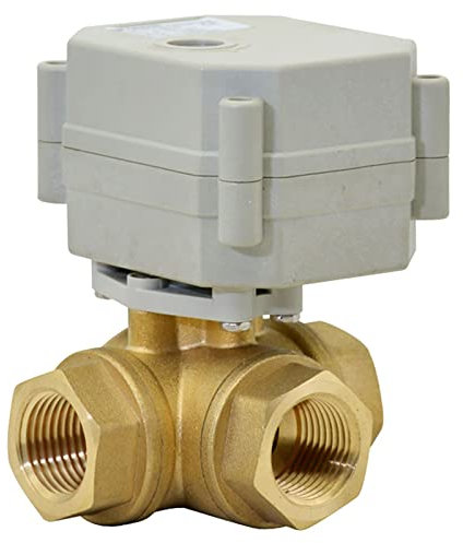 3/4 AC/DC9~24V DN20 3 Wege Fünf Draht Steuerung Normalerweise geschlossen Messing Motorisches Kugelhahn mit Positionsanzeige