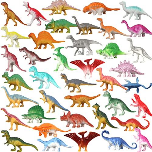 DOITEM Dinosaurier-Figuren, 40 Stück Kunststoff-Dinosaurier-Spielzeug-Set für Kinder Jungen Kleinkinder Geburtstag Weihnachten Ostern Einschließlich Triceratops Stegosaurus