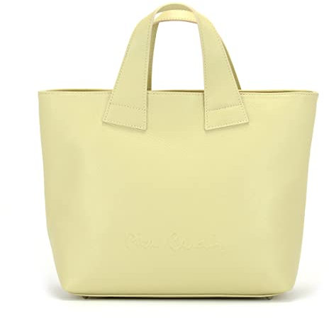 Pierre Cardin Damen Shopper Handtasche Elegante Tragetasche, die in eine Umhängetasche umgewandelt werden kann aus echtem Dollaro-Leder geeignet für Laptop A4 Reißverschlusstasche Metallbeine beige
