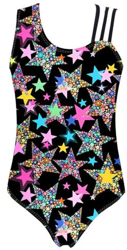 TiaoBug Costume da Bagno Bambina Monospalla Costumi Interi Mare Tankini Bikini Spiaggia Piscina Leotard Tuta da Nuoto Estivo Body per Ginnastica Yoga Swimwear Beachwear Tipo 7 9-10 Anni