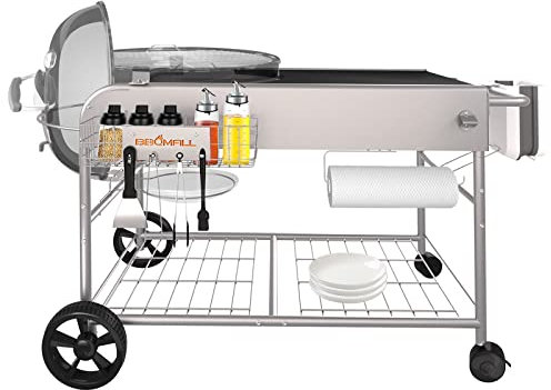 Grill Table for Weber 22 &18 Original Kettle, for Weber Grill Table, Stand Cart for JumboJoe Master-Touch Charcoal Outdoor Prep Performer Charcoal Accessories for Outside