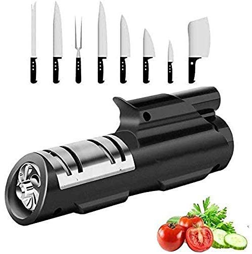 ONOTEC Electric Knives Sharpener, Kitchen Professional 4-Stage Knife Sharpening Tool, Tungsten Steel/Diamond, Polish & Grind Out A Sharp & Bling Knife, Chef's Best Choice (Color : Black)