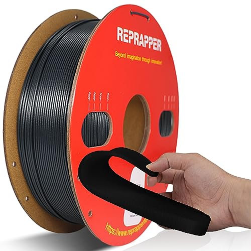 RepRapper TPU Filament 1.75mm 95A Schwarz - Hochflexibles TPU Filament (+/- 0,03 mm Toleranz) - 1 kg Kartonspule - Stoßfest, Verschleißfest für Funktionsbauteile - Kompatibel mit allen FDM 3D-Druckern