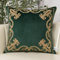 Aeckself Luxuriöser, europäischer Samt-Kissenbezug, bestickt, dekorativer Kissenbezug mit Blumen, Couch, Schlafzimmer, Wohnzimmer, 45,7 x 45,7 cm, Dunkles Smaragdgrün/Gold