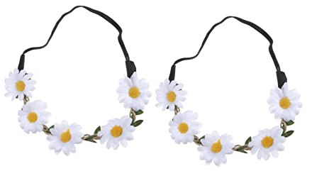 Beavorty 2 Stück 5 Stirnband Böhmisches Blumenkronenmädchen Stirnbänder Für Frauen Foto Stütze Blumenkrone Blumenkranz Stirnband Boho Kranz Krone Kopf Weiß Hawaii Reisen Die Blumen