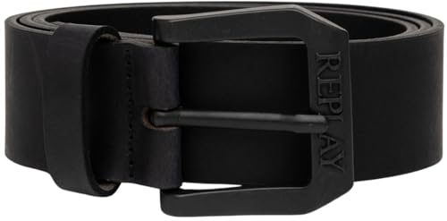 Replay Herren Gürtel aus Leder, Black 098 (Schwarz), 100