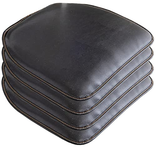 OQOPO Leder-Stuhlkissen für Esszimmerstühle,43 x 40 cm: rutschfeste Küchen-Esszimmerstuhlauflage und Sitzkissen mit Maschinenbezug,1/2/4-Set (Farbe: Schwarz,Größe: 4 Packungen)