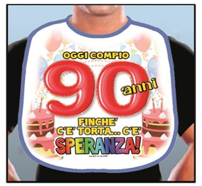 Generico BAVAGLIONE 90 ANNI - Gadget stampato idea regalo festa 90° Compleanno