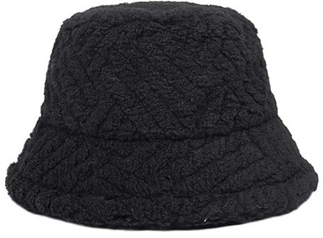 Reyox Damen Flauschige Fischerhut Wintermütze Kunstfell Anglerhut Schwarz