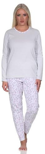 Normann Verspielter Damen Langarm Schlafanzug Pyjama in tollem floralen Muster