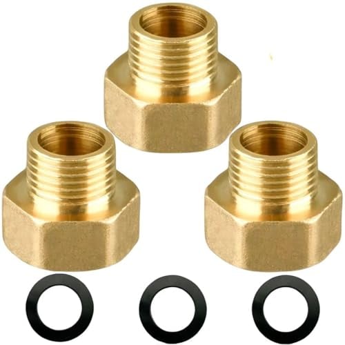 Reduzierstück G3/4(Ø24mm) auf G1/2(Ø20,3mm) aus Messing,3 Stück Reduzierverlängerung G1/2 Außenx G3/4 Innen,AG/IG Reduzierverlängerung,Muffennippel reduziert IG/AG mit Gummidichtung
