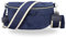 BRISE Bauchtasche Damen Echtes Wildleder SAHEL Handgemachte Umhängetasche Crossbody Bag Hüfttasche mit Ledergurt + Optionalen Breiten Gemusterten Riemen Gürteltasche Made in Italy (Dunkelblau 3)