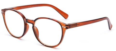 OKH Blaues Licht blockierende Brille für Herren Damen Computer Gaming Brille Anti Blendung Anti Augen Stamm Reduzieren Kopfschmerzen Brillen mit Federscharnieren (Braun Rund)