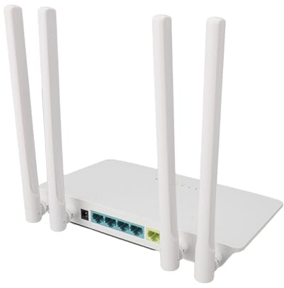 AC1200 Dual Band WLAN Router 1200 Mbit/s mit 4 LAN-Ports & 4x5dBi Antennen für Stabile Verbindung, App-Steuerung, Ideal für Zuhause und Büro – EU-Stecker