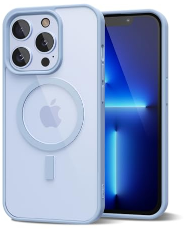 oakxco for iPhone 13 Pro Max Case Clear Magnetic Compatible with Magsafe, Thin Slim Transparent Non Yellowing, Hybrid Soft Silicone Bumper & Hard Plastic Protective Cover for Women, Light Blue