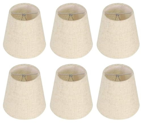 6 Pieces Abat-Jour Pour Lustre, Style Minimaliste Nordique Abat-Jour À Pince Abat-Jour En Tissu De Lin Abat-Jour Mural De Remplacement Pour Lampe De Table 5.5x5.2x3.5 Inches