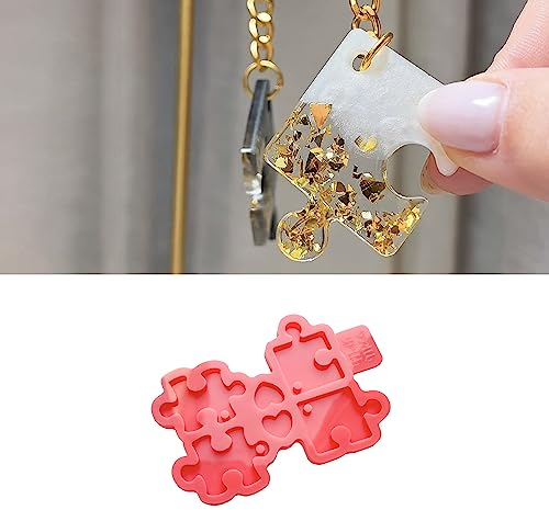MelbMolds - Moule en silicone pour porte-clés Love Puzzle - Créez un porte-clés sur le thème de l'amour avec 2 pièces de puzzle de style pour la Saint-Valentin et les couples.