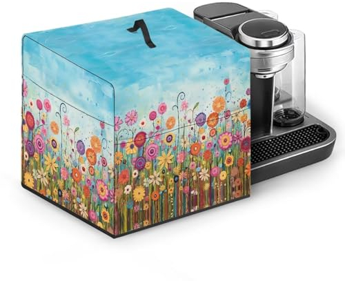 Kathyboom Housse de machine à cocktail tulipes colorées avec poches pour paille, anti-poussière et compatible avec la plupart des machines à cocktail, facile à nettoyer