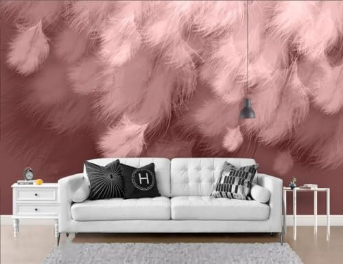 LSumCuyoo Retro Grey Floral Striped Geometric Kids Wood 3D Effect Simple Red Flying Bird Feathers Boys Girls Black and White Removable Living Room Photo Wallpaper
