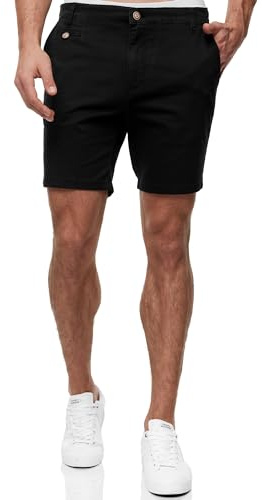 Indicode Herren INSylvester Chino Shorts mit 4 Taschen aus 98% Baumwolle | Bermuda Sommershorts für Männer Black, XL