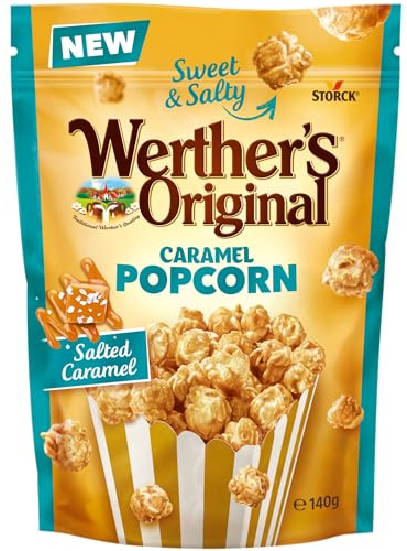Werther's Original Caramel Popcorn Salted Caramel (1 x 140 g) – knuspriges Popcorn mit salzigem Sahne-Karamell-Überzug