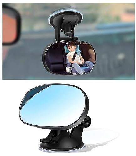 Espejo Coche Bebe,Ventosa HD Espejo Convexo Espejo Retrovisor Bebe Coche con 360° Ajustable,Accesorios Coche Interior Espejo Bebe Coche para Asiento Coche Orientado Hacia AtráS (Ventosa)