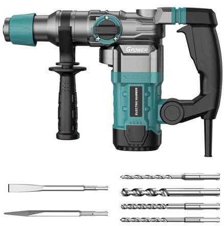 Makamsui 3 in 1 Hammer Drill Demolition Hammer, Heavy Duty Electric Rotary Hammer Drill Pick, Electric Demo Chipping Hammer for Floor Tile Removal, Concrete Breaker Blue