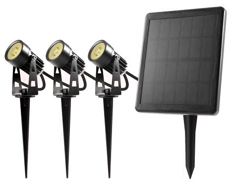 nox light LED Solarstrahler Gartenstrahler Solarlampen Wasserdicht warmweiß Auto on/off Dämmerungssensor IP65 3000K 5W / 70lm pro Leuchte (3er Set)