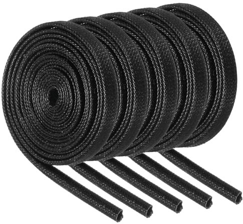 QUARKZMAN Manchons Coupe-Feu pour Tresse d'Isolation de Fil, Gaine en Fibre de Verre Enduite de Silicone Haute Température pour Le Câblage Électrique des Conduites Automobiles Noir 1,5mm