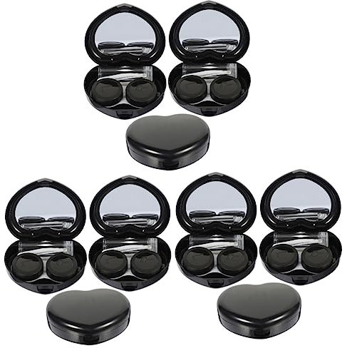 Healvian 9sets Heart-Shaped Organizer Case for Women Travel Contacts Lens Kit Mirror and Tweezers Portable Storage Box for Halloween