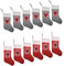 Weihnachtsstrumpf Set – 12 Stück, 42 cm aus Filz, Kamin Nikolausstrumpf zum Aufhängen, Nikolausstiefel zum Befüllen, Weihnachtsstrümpfe Deko, Christmas Stocking für Weihnachten, 6 Rot+ 6 Grau