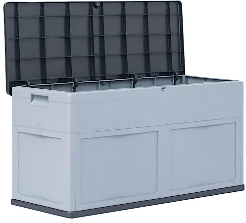 Garden Storage Box 320 L Grey Black, Grey, wenjingqiUK-45689