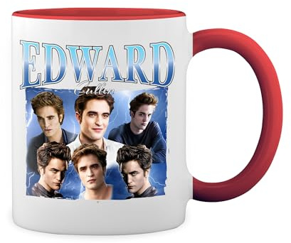 GR8Shop Edward Cullen Inspired By Saga White Coffee Mug with Red Rim & Handle